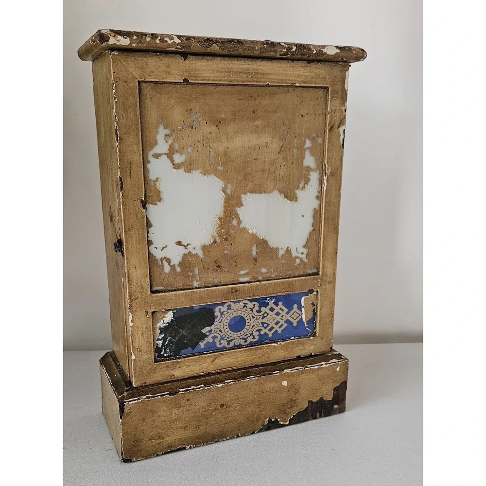 Primitive Wood Wall Cabinet Old Mustard Yellow Glass Panels